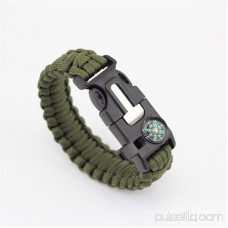 Paracord Survival Bracelet Compass/Flint/Fire Starter/Whistle Camping Gear/Kit (Green)